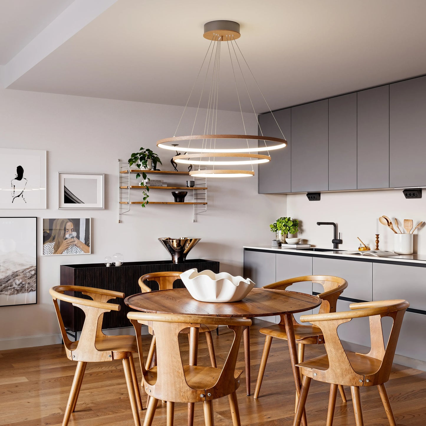 Trione taklampa Ø80cm LED valnöt