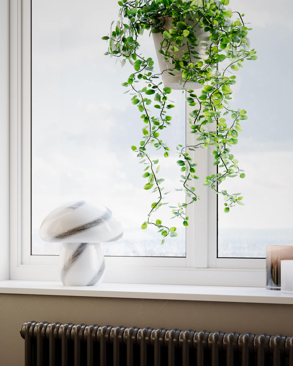 Mira Mushroom bordslampa H30 cm vit/svart