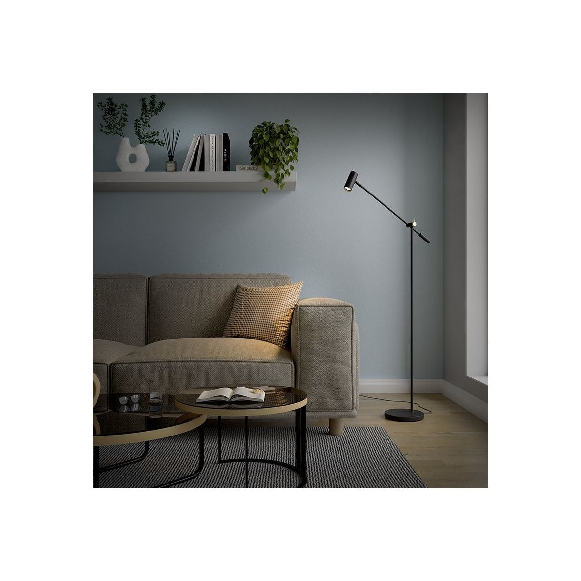 Cato golvlampa mattsvart/mässing dimbar