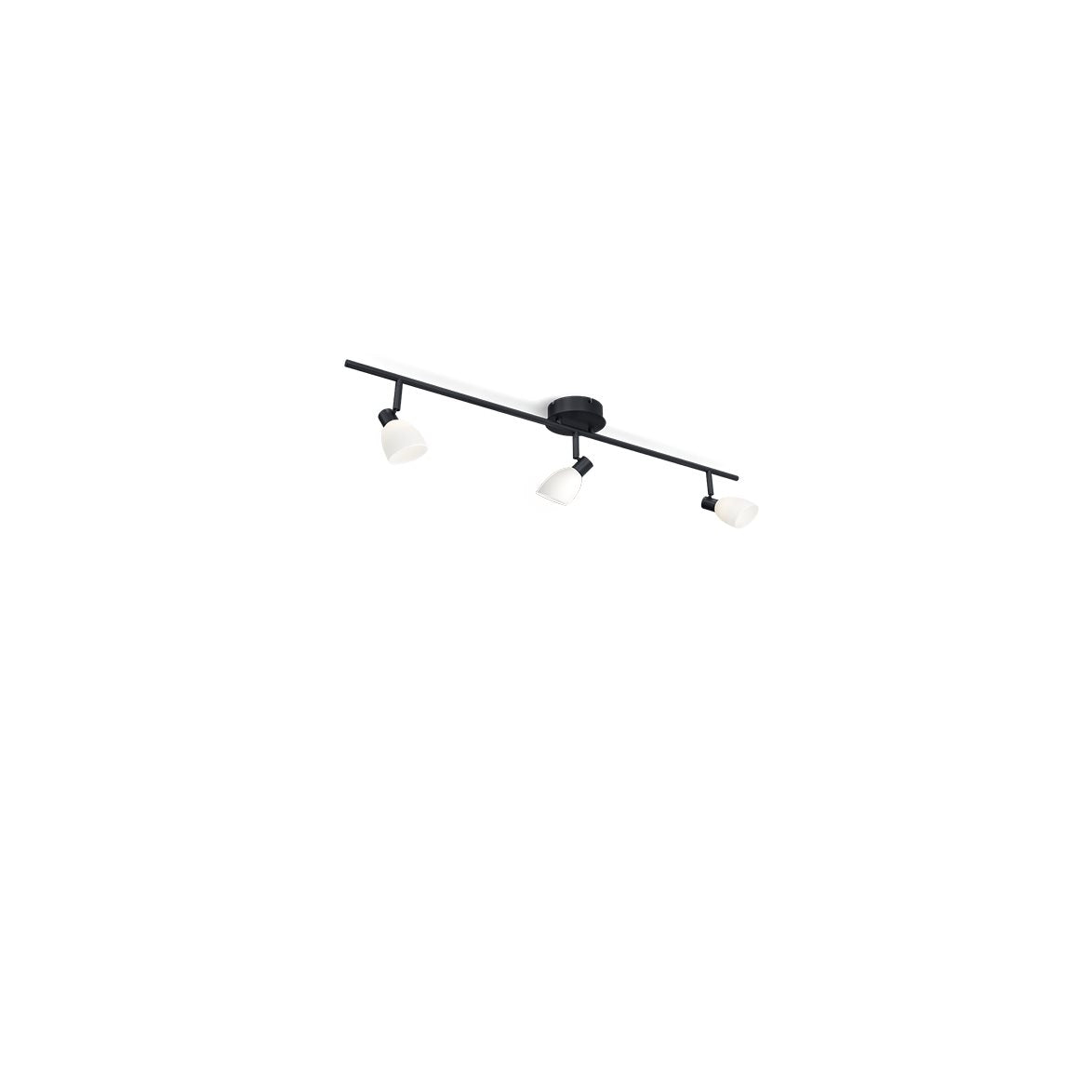 Cut spotlightskena 3 lampor svart/opal glas