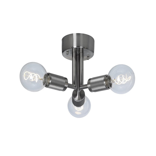 Rille plafond 3-lågig borstad krom