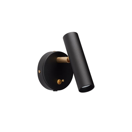 Slender vägglampa svartstruktur/mässing