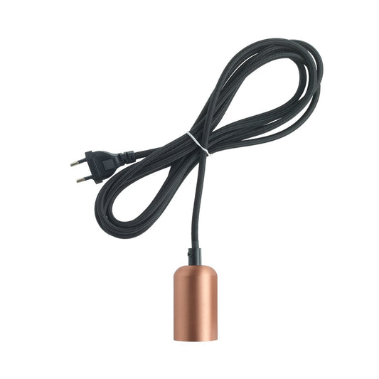 Upphäng koppar/svart textilkabel E27