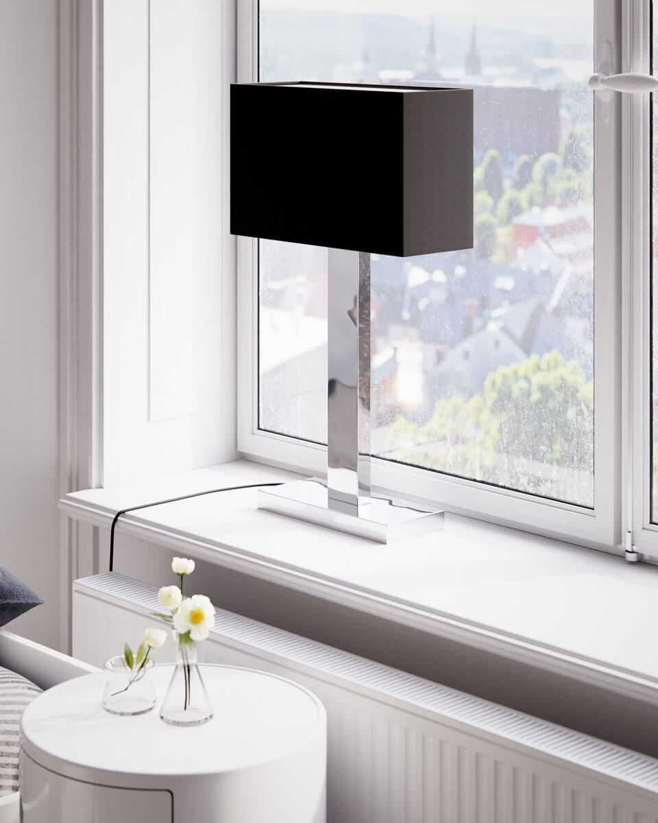 Prime bordslampa H69 cm krom/svart skärm