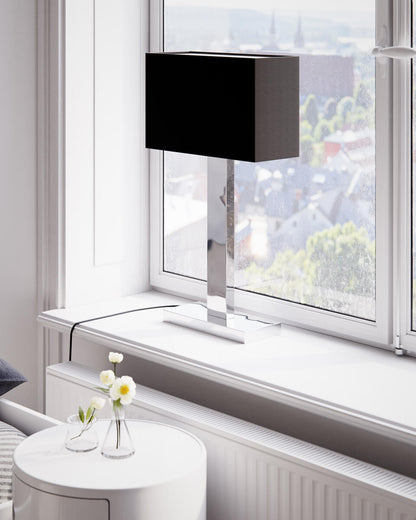 Prime bordslampa H69 cm krom/svart skärm