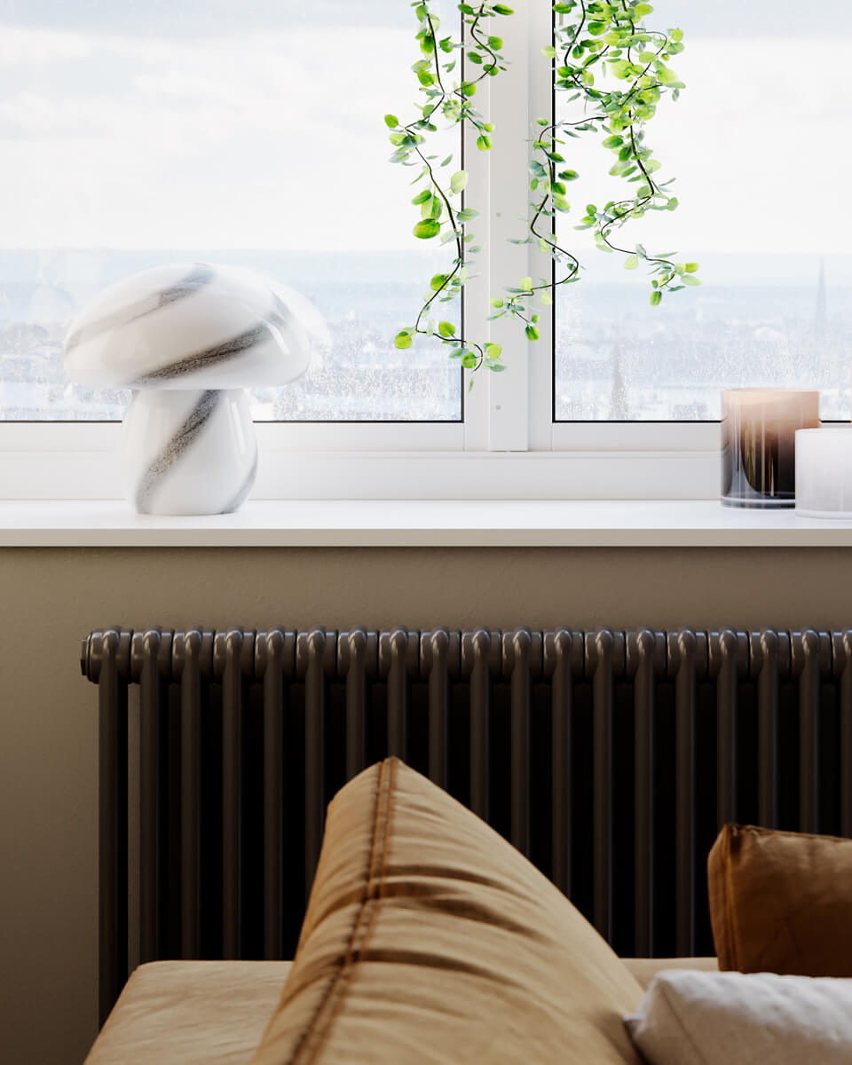 Mira Mushroom bordslampa H30 cm vit/svart