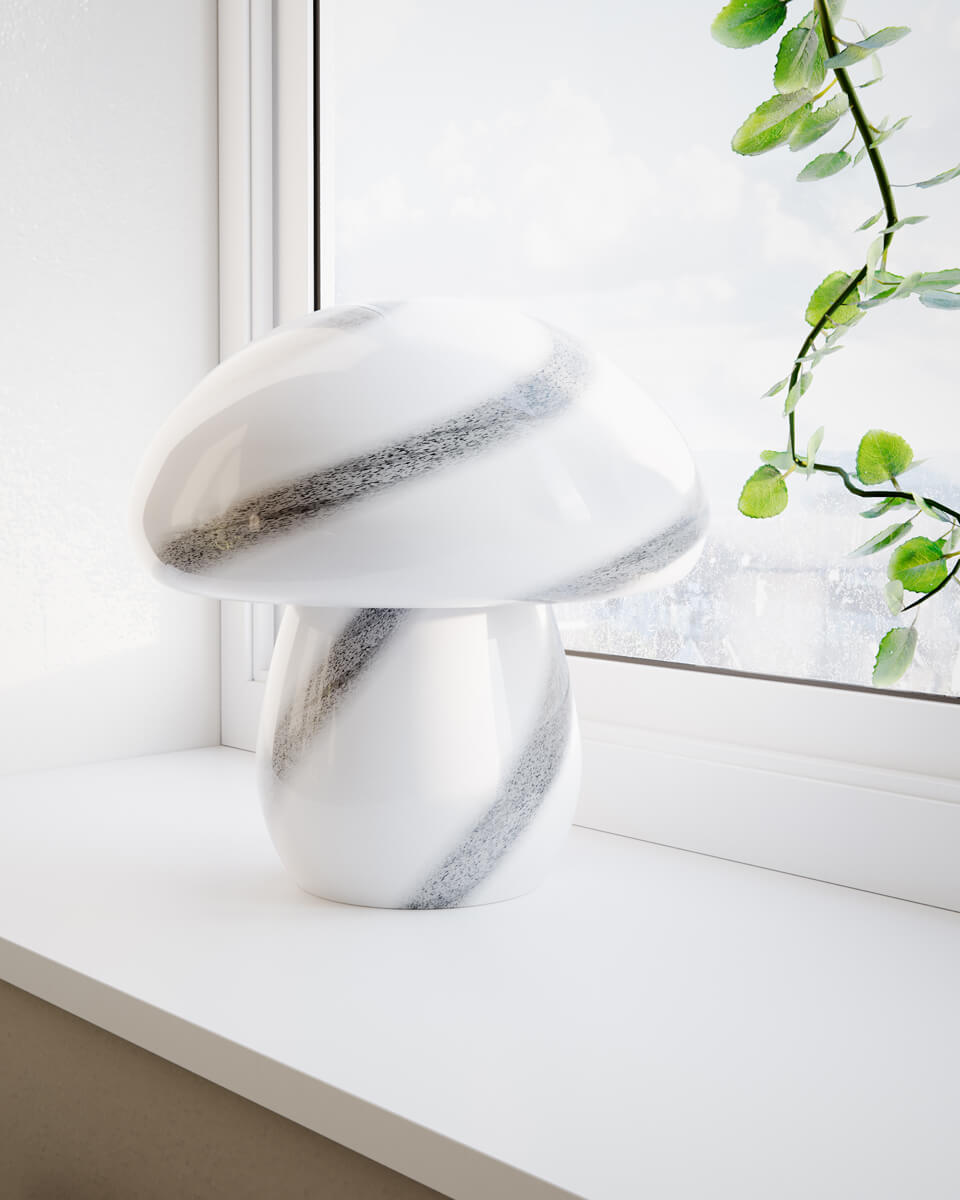 Mira Mushroom bordslampa H30 cm vit/svart