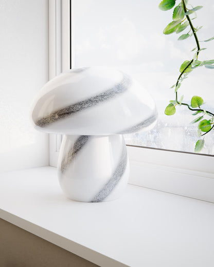 Mira Mushroom bordslampa H30 cm vit/svart