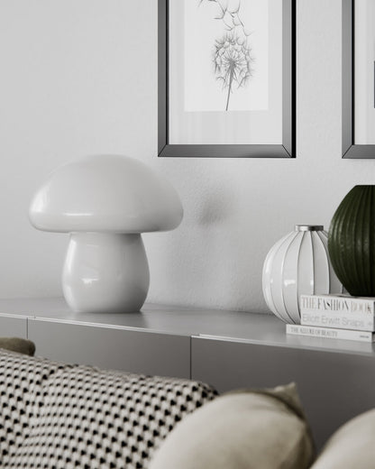 Mira Mushroom bordslampa H30 cm vit