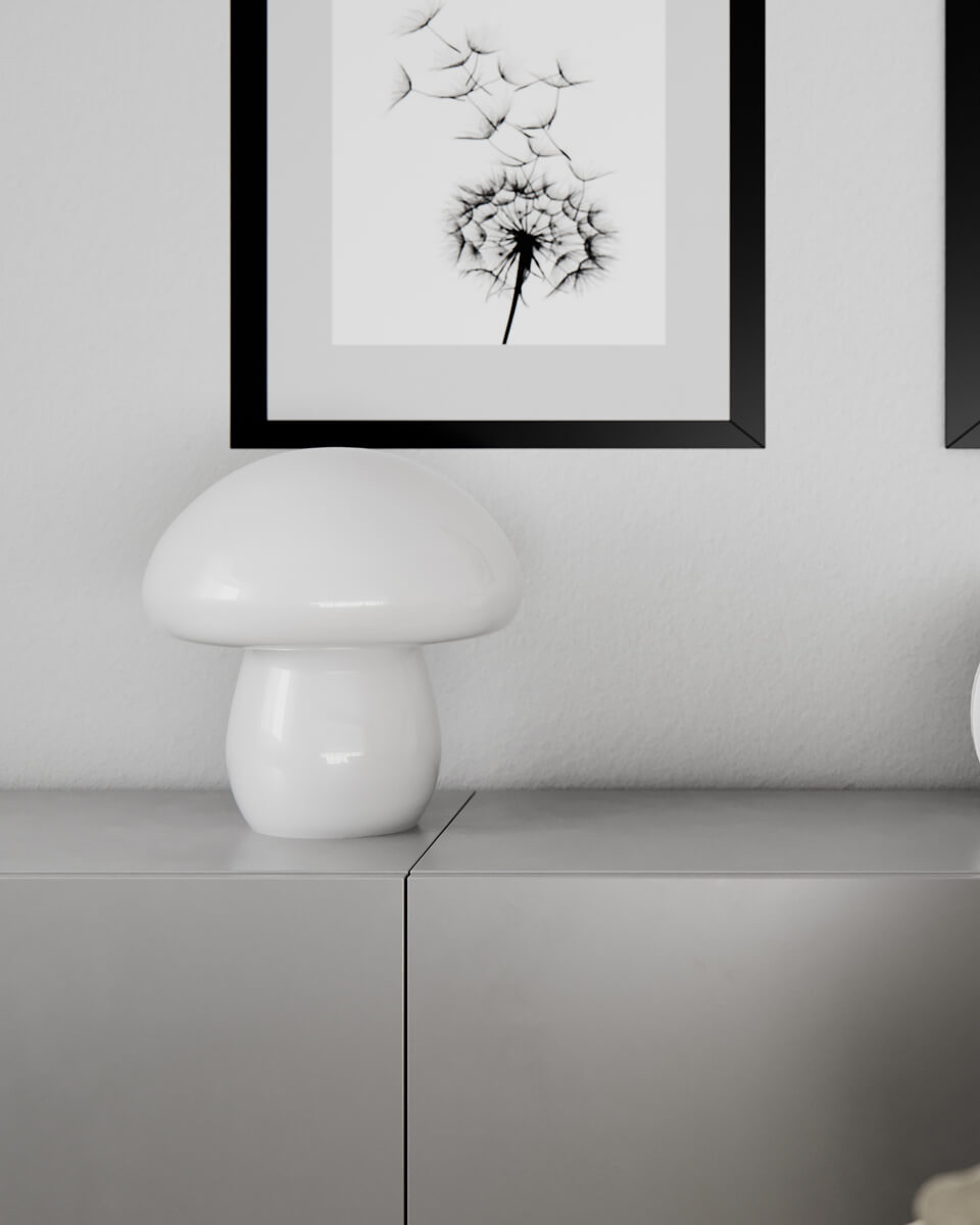 Mira Mushroom bordslampa H30 cm vit