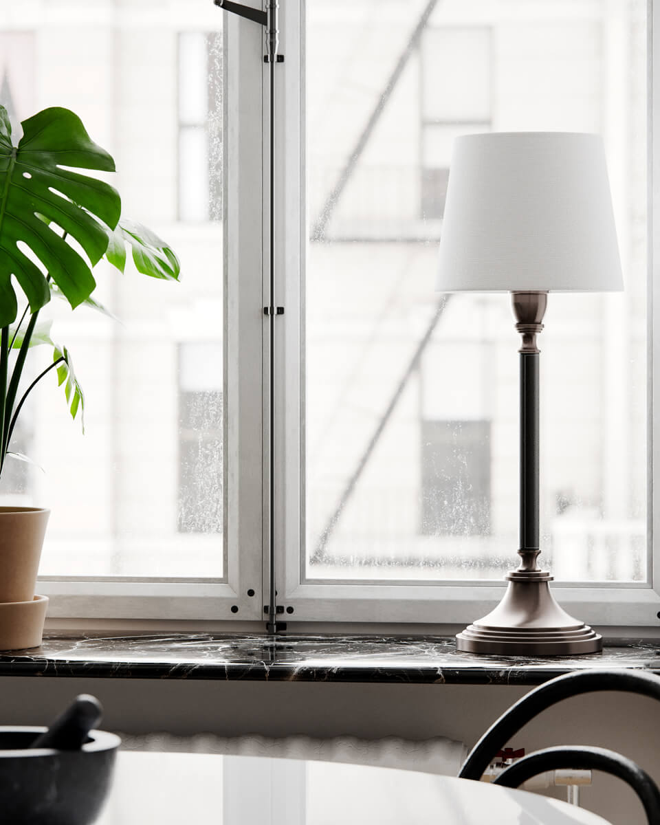 Dinant bordslampa med vit skärm