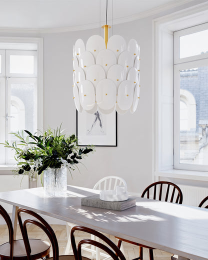 Omlott taklampa mässing/vit