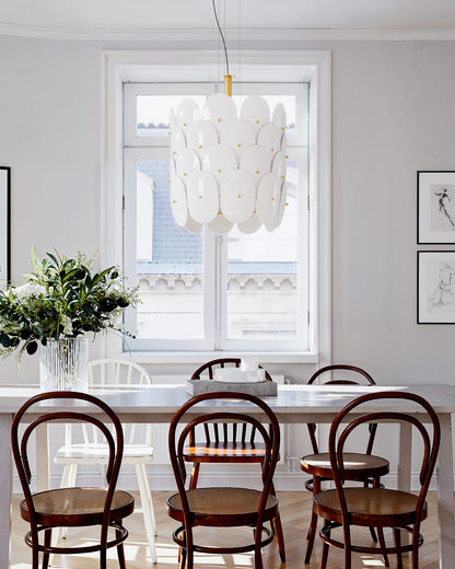 Omlott taklampa mässing/vit