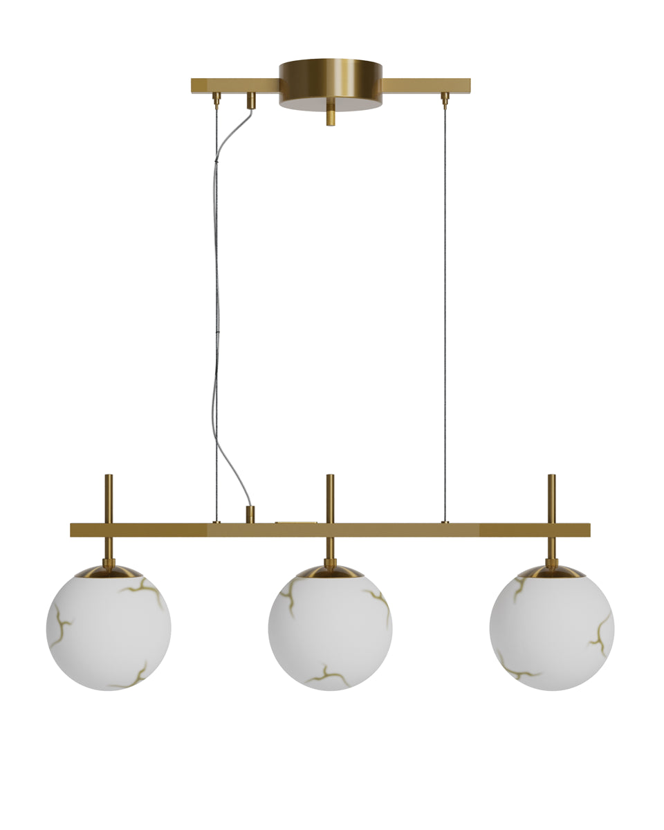 Bellagio taklampa 3-lite L82cm mässing/vit