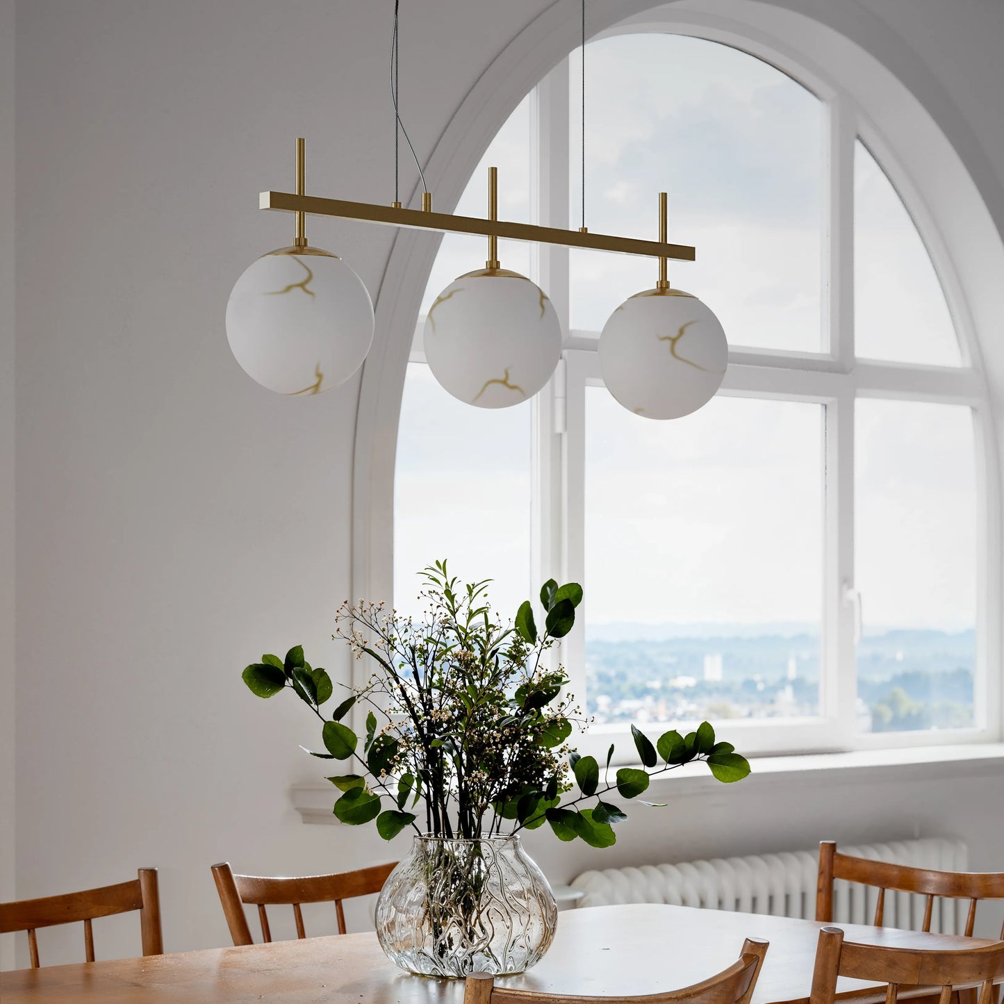Bellagio taklampa 3-lite L82cm mässing/vit