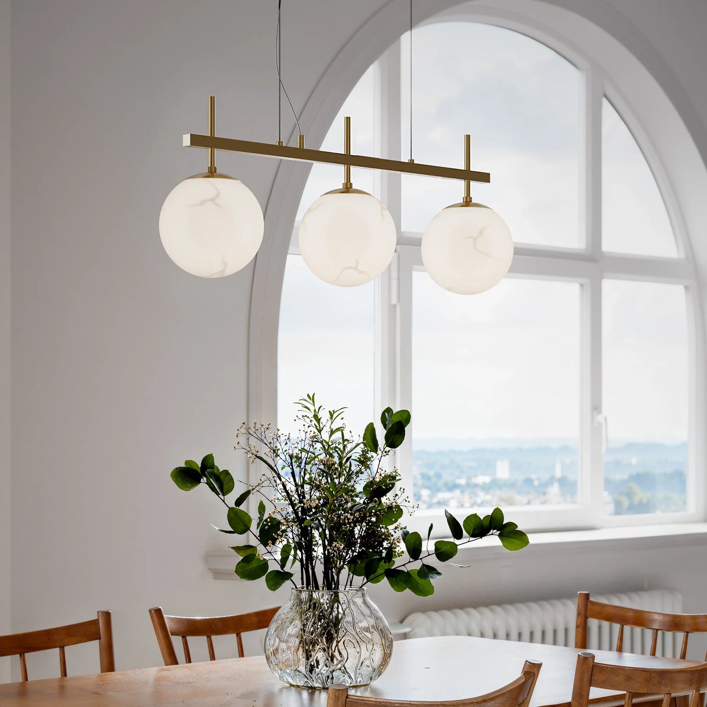 Bellagio taklampa 3-lite L82cm mässing/vit