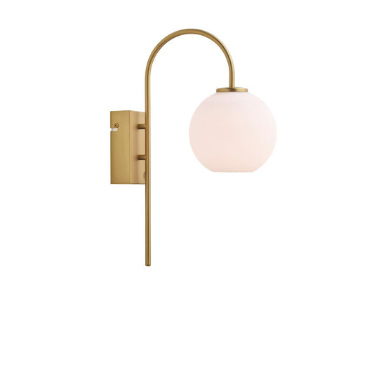 Ballon vägglampa satin mässing/opal glas