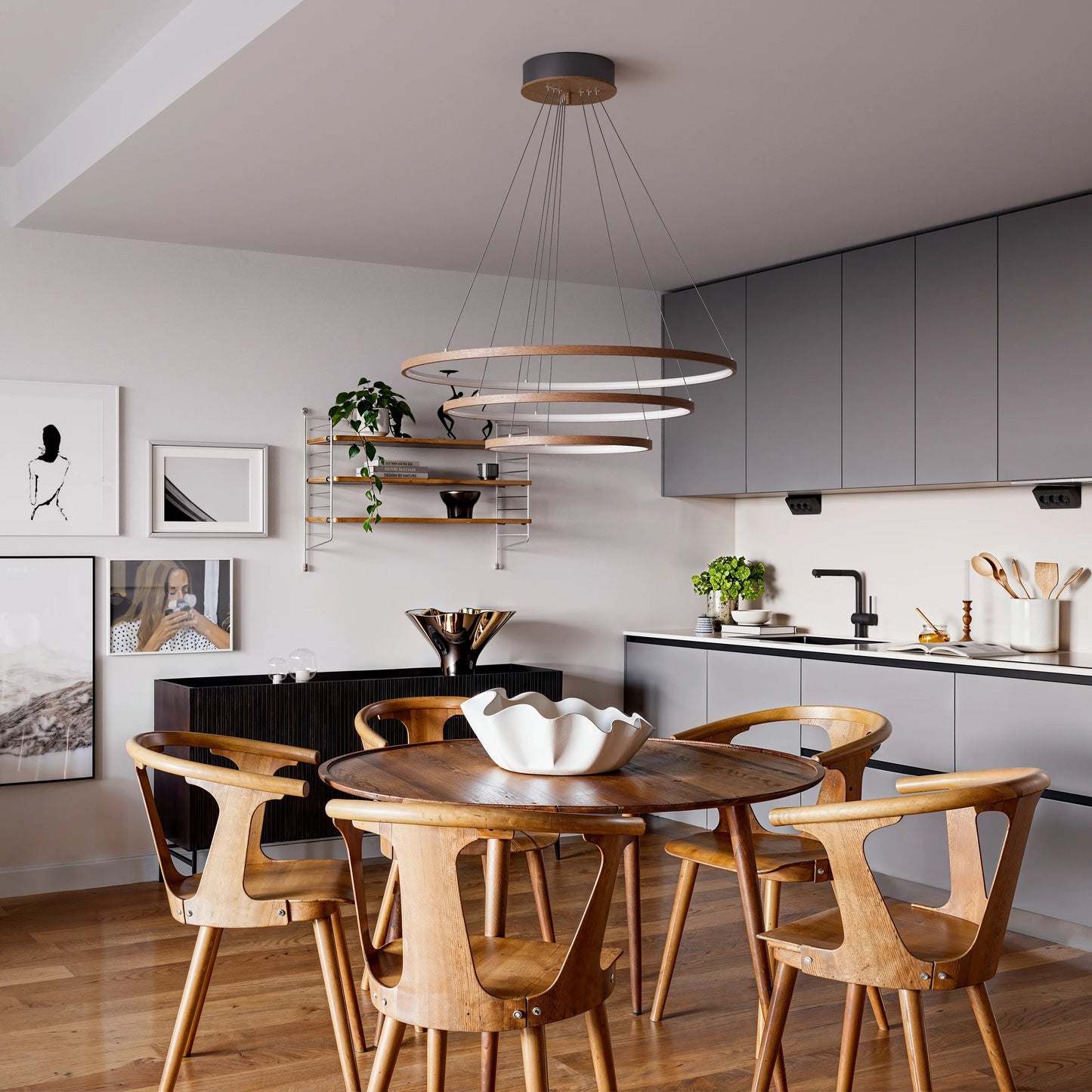 Trione taklampa Ø80cm LED valnöt