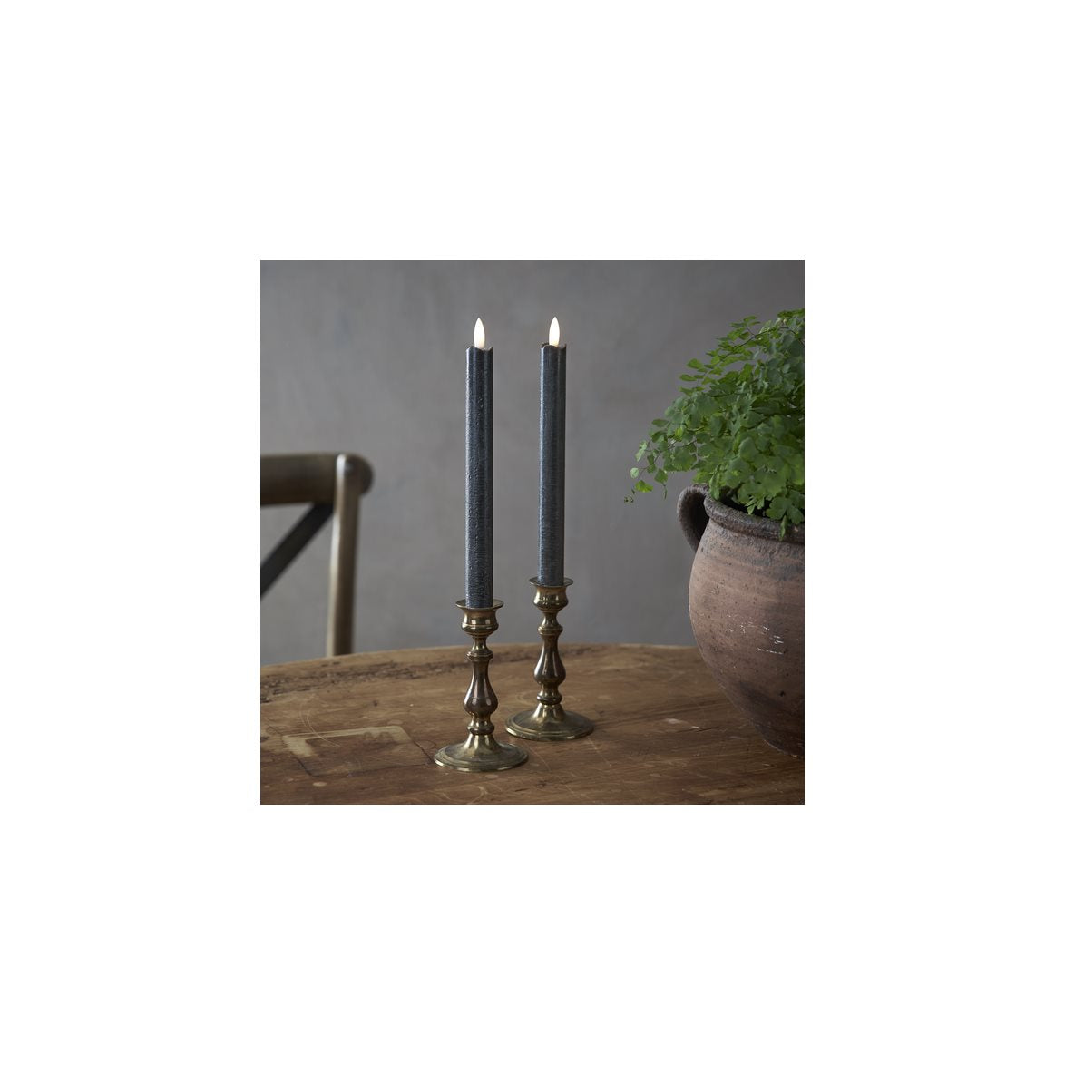 Flamme antik-batteriljus hög svart 2-pack