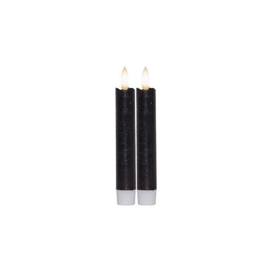 Flamme antik-batteriljus låg svart 2-pack