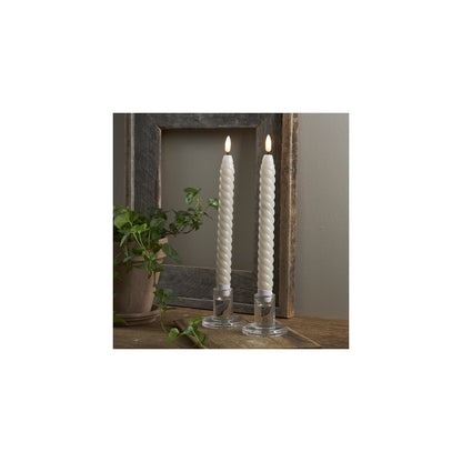 Flamme antikljus tvinnad beige