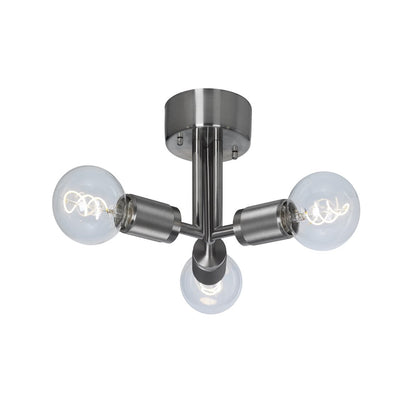 Rille plafond 3-lågig borstad krom