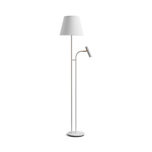 Slender golvlampa vitstruktur/mässing exl. skärm